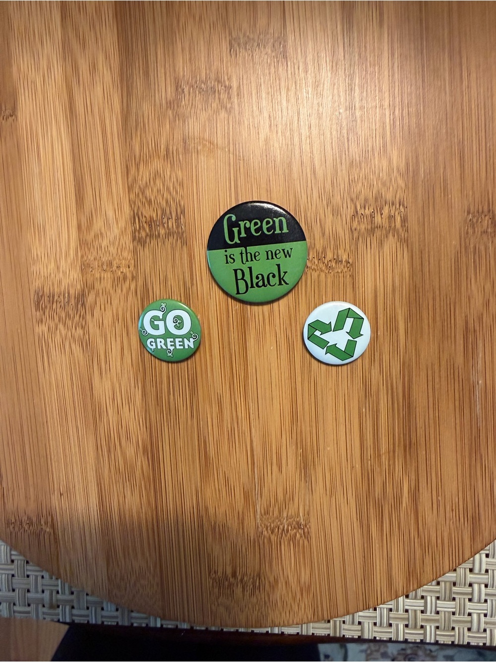 Go Green Eco-Friendly Pinback Button Set (3-Pack) - - Picture 6 of 12